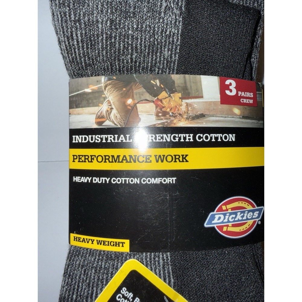 Dickies Men 3 Pack Socks 6-12 Crew Work Black Gray Heavy Duty Cotton Utility NWT - Picture 2 of 9